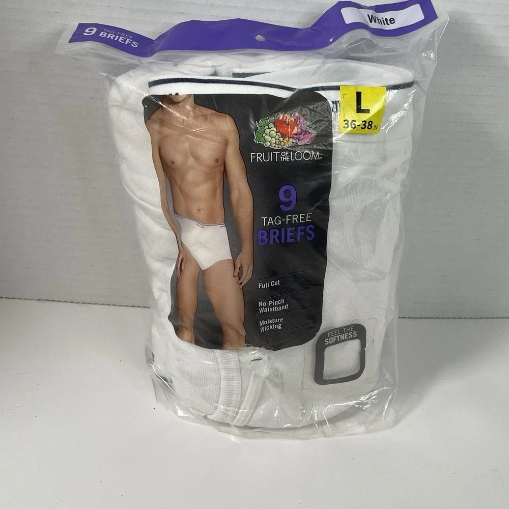 Fruit Of The Loom Briefs 9pk Tag Free Full Cut Cotton Mens Sz L 26-38 2019 Old